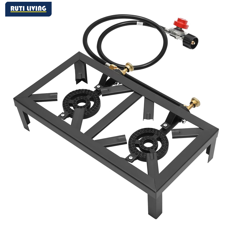 Home Cooking Gas - Tragbarer 1/2-Brenner Outdoor-Gaskocher mit Einstellbarem 0-10Psi