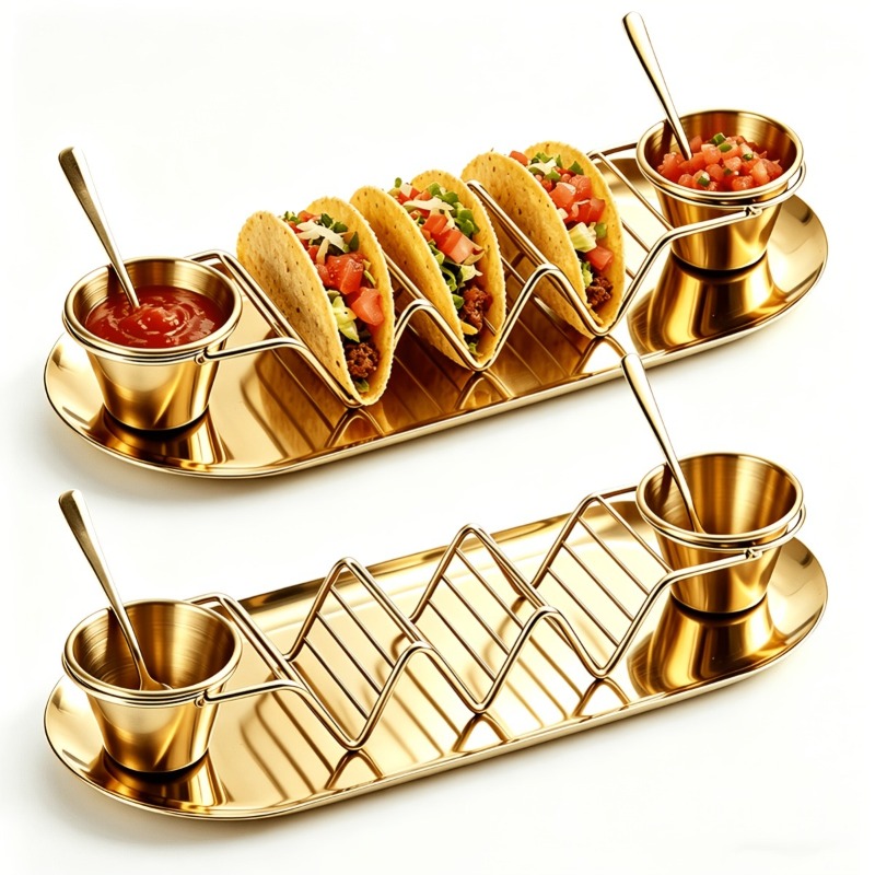 Home Cooking Recipes - 1 Set Taco-Servierbesteck, Taco-Halter aus Edelstahl,