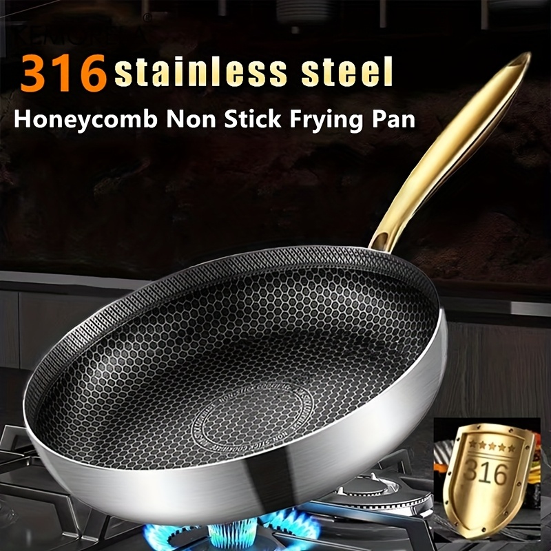 Home Cooking Cookbook - 316 Edelstahl-Bratpfanne Wok Antihaft-Wabenpfanne für Zuhause