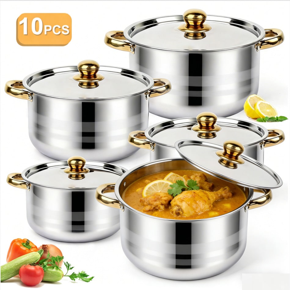 Edelstahl-Topfset, modernes Lu – Home Cooking Cookbook Bewertung und Preis